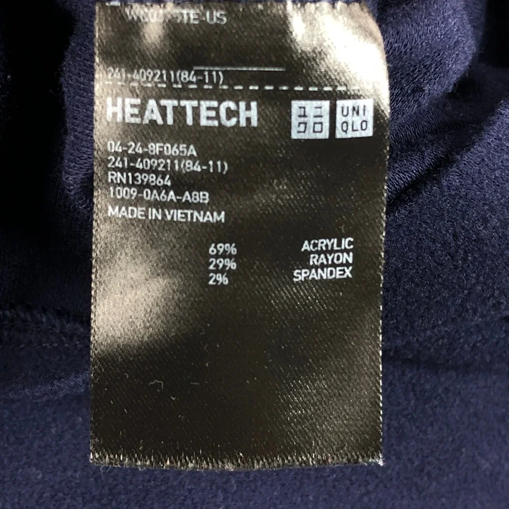 UNIQLO HEATTECH Mens Sweater Medium Navy Blue Fleece Long Sleeve Crew Neck